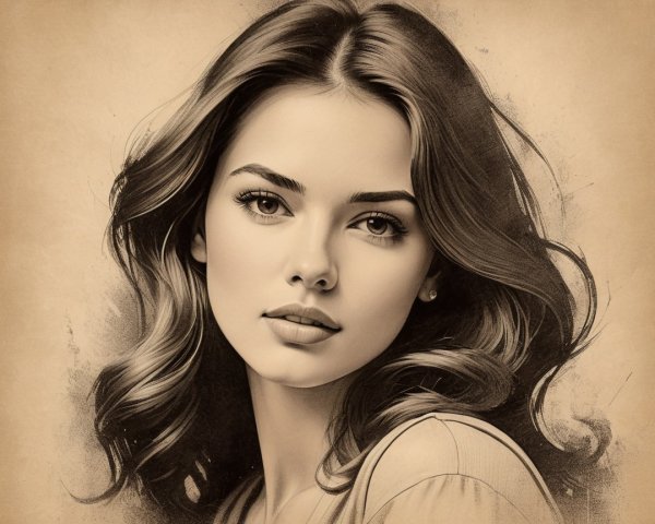 Portrait of a Young Woman with Soft Curls and Smile