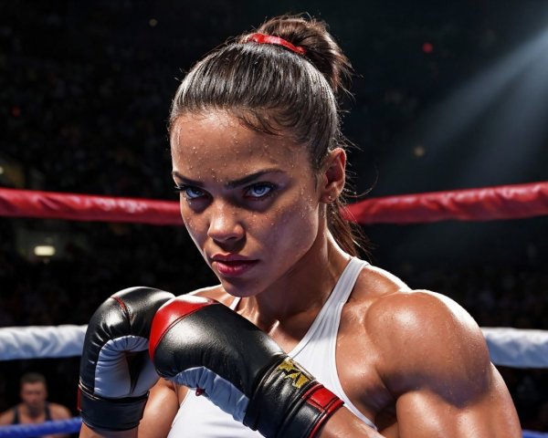 Female Boxer in the Ring Showcasing Strength and Focus