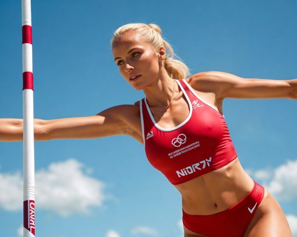 Female Athlete Preparing for Pole Vault Competition