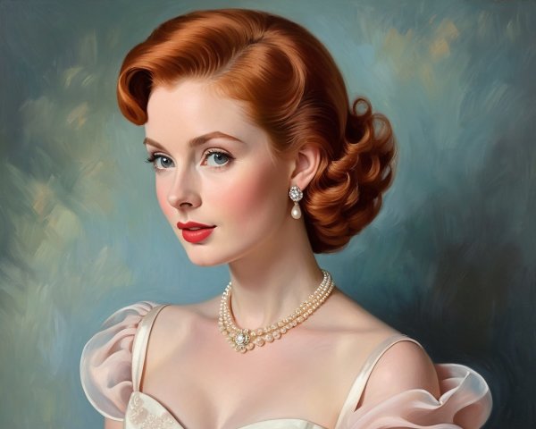 Classic portrait of a woman with elegant red hair