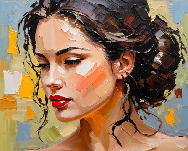Portrait of a Serene Woman with Elegant Features