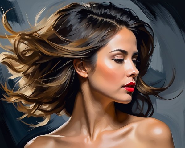 Elegant Portrait of a Woman with Wavy Hair
