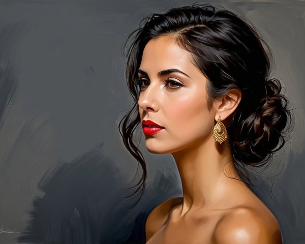 Elegant Woman in Profile with Gold Earrings