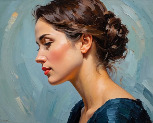 Profile of a Young Woman with Serene Expression