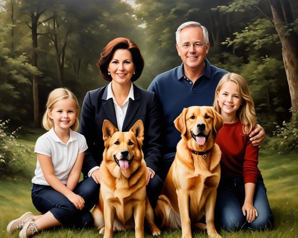 Family Portrait Featuring Parents and Two Young Girls