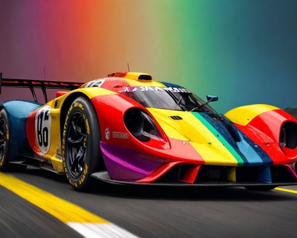 Vibrant Race Car with Bold Colors and Aerodynamic Design