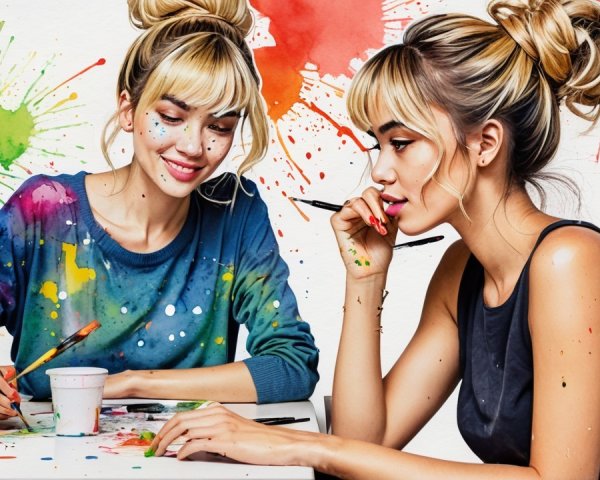 Young Women Engaged in Creative Art Session