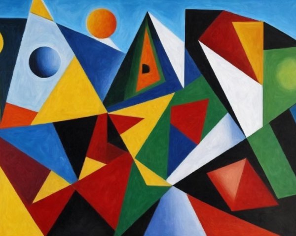 Abstract Composition of Geometric Shapes and Colors
