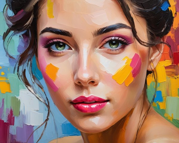 Digital Painting of a Young Woman in Impasto Style