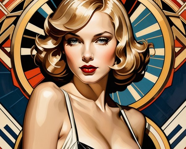 Glamorous Woman with Vintage Hairstyle and Makeup