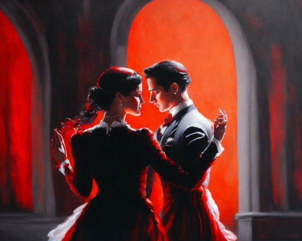 Romantic Scene of Couple in Elegant Attire