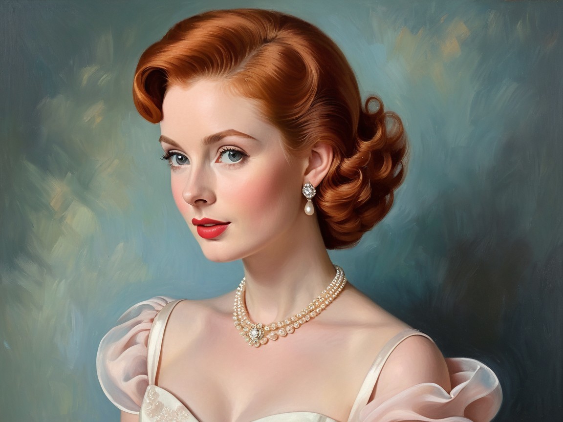 Classic portrait of a woman with elegant red hair