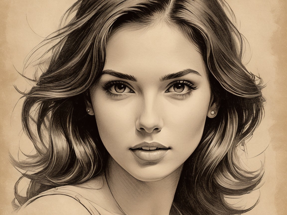 Photorealistic Pencil Sketch of a Young Woman