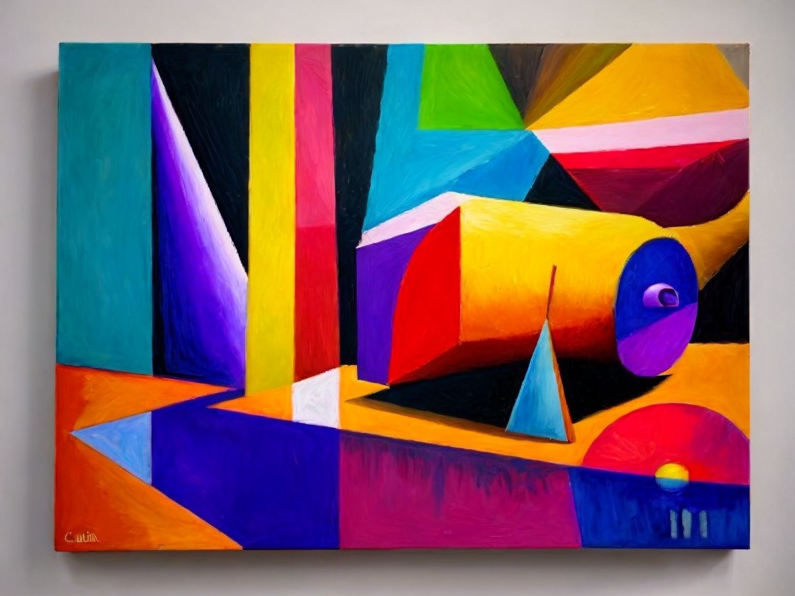 Vibrant Abstract Artwork with Geometric Shapes