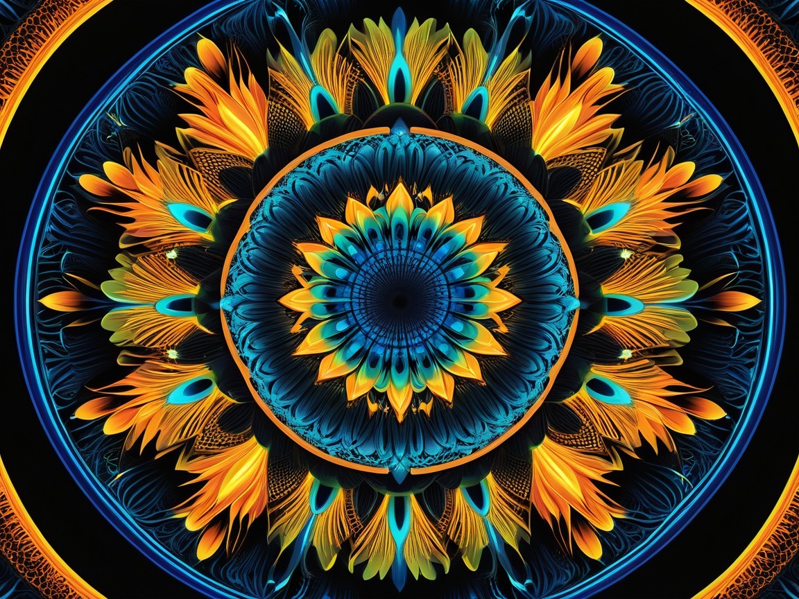 Vibrant Mandala with Floral Designs and Bright Colors