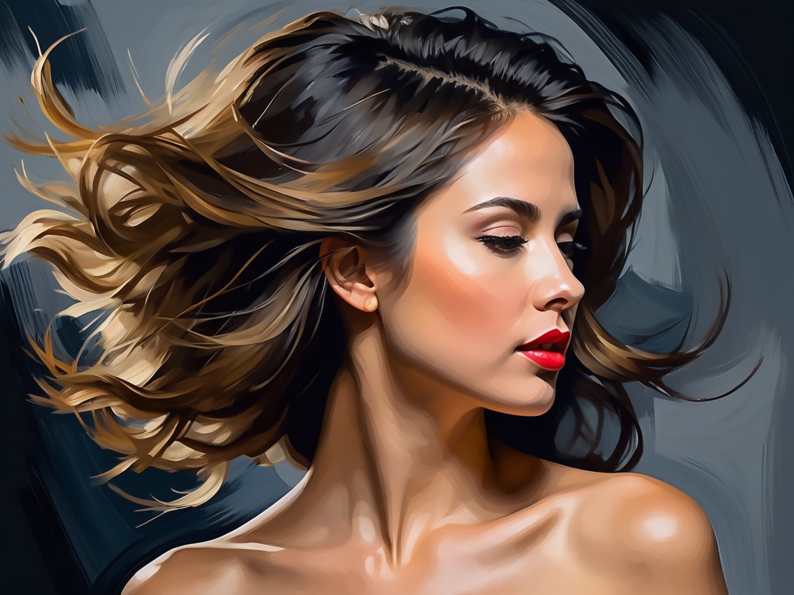 Elegant Portrait of a Woman with Wavy Hair