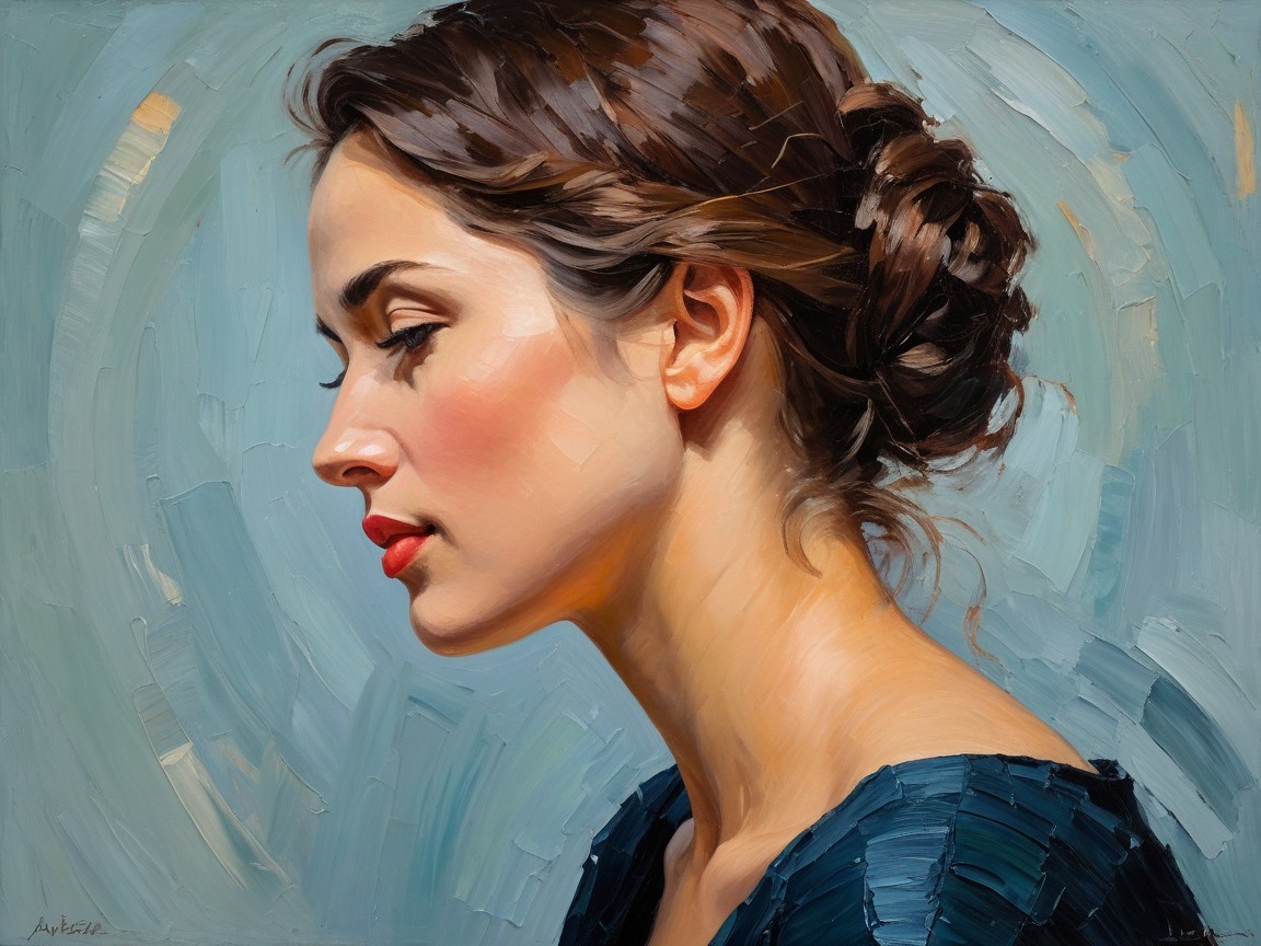 Profile of a Young Woman with Serene Expression