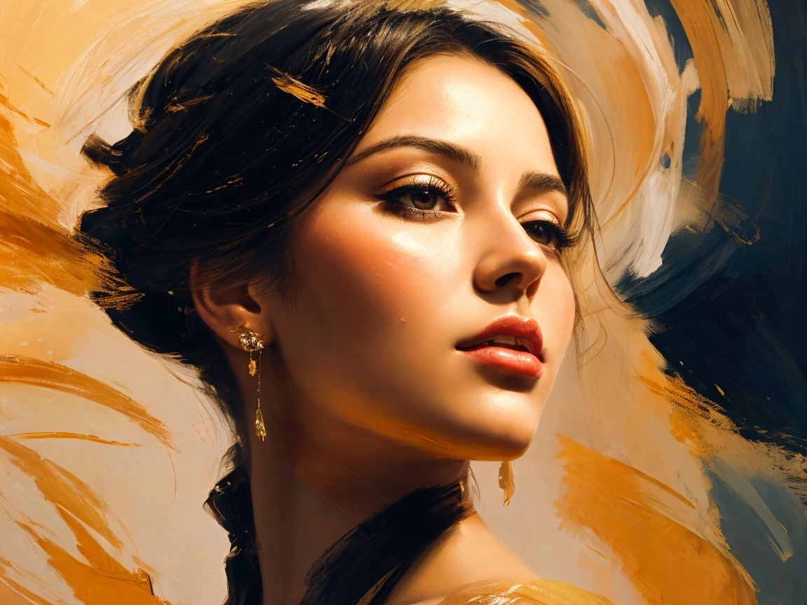 Portrait of a Young Woman with Elegant Expression