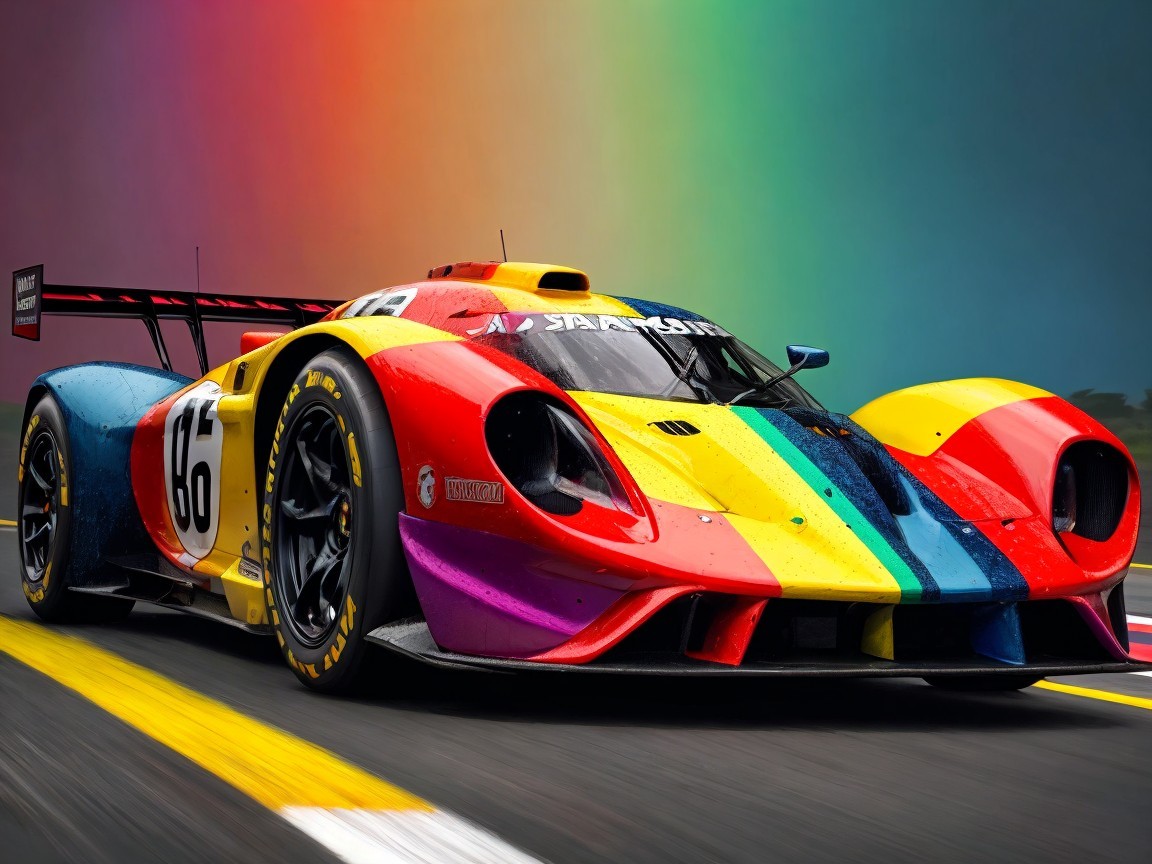 Vibrant Race Car with Bold Colors and Aerodynamic Design