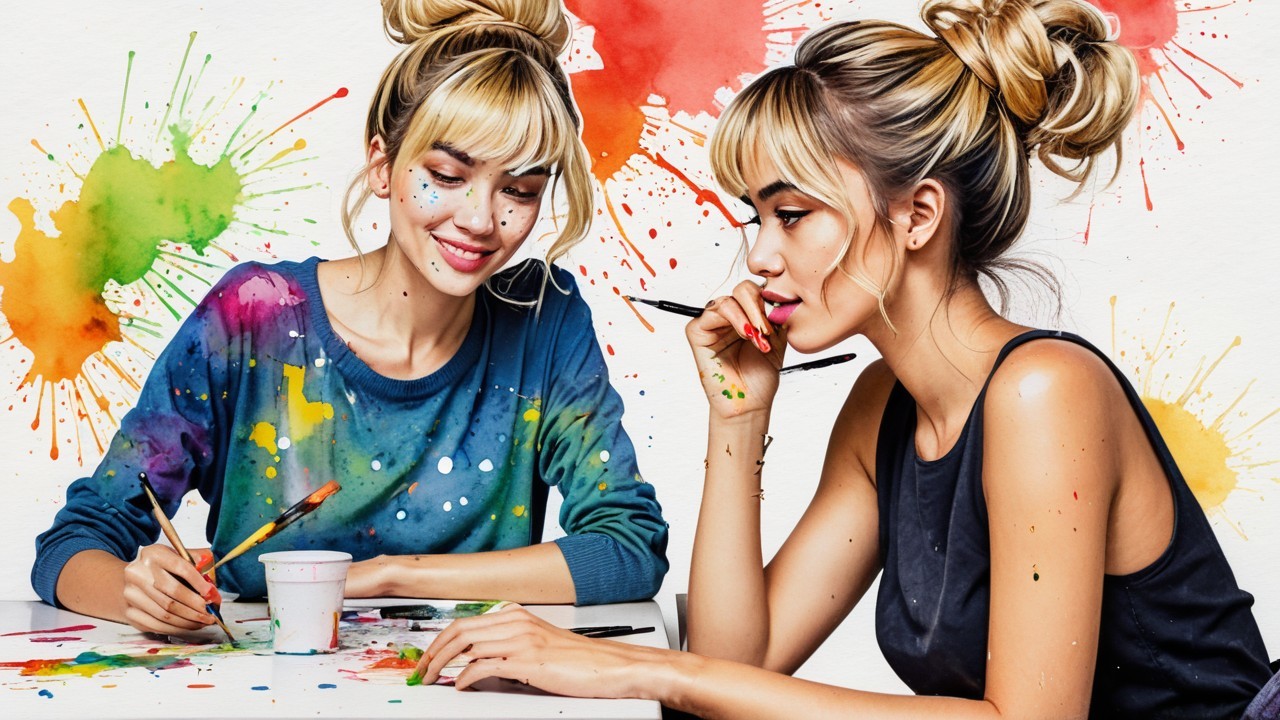 Young Women Engaged in Creative Art Session