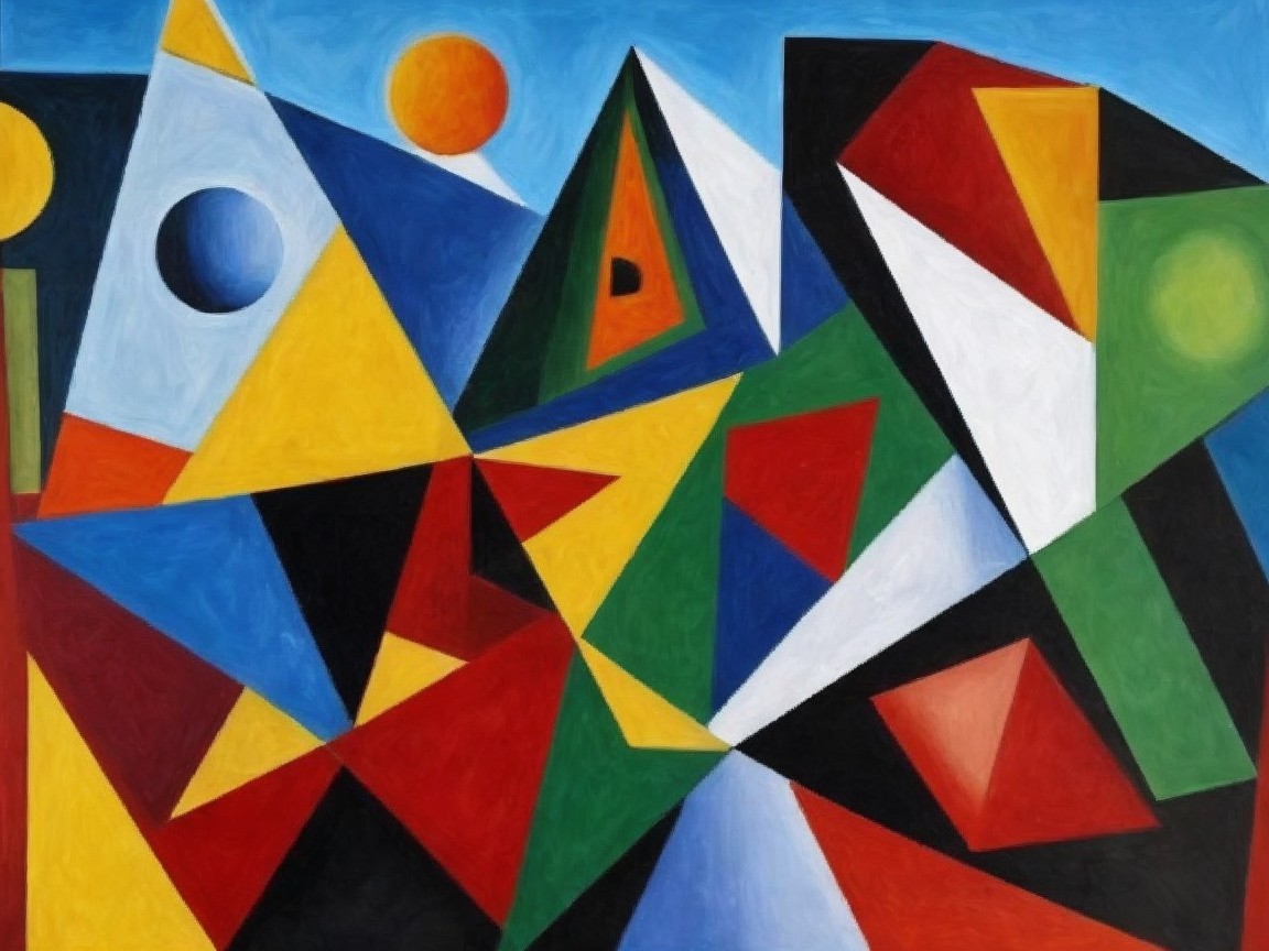 Abstract Composition of Geometric Shapes and Colors