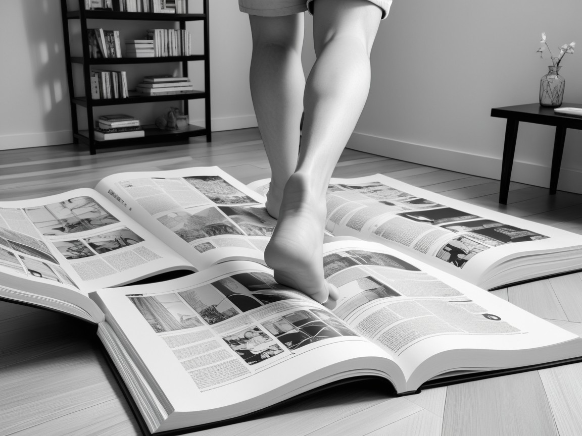Child's Foot on Open Book in Bright Cozy Room