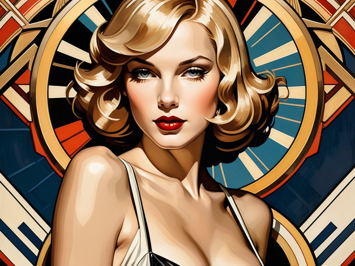 Glamorous Woman with Vintage Hairstyle and Makeup