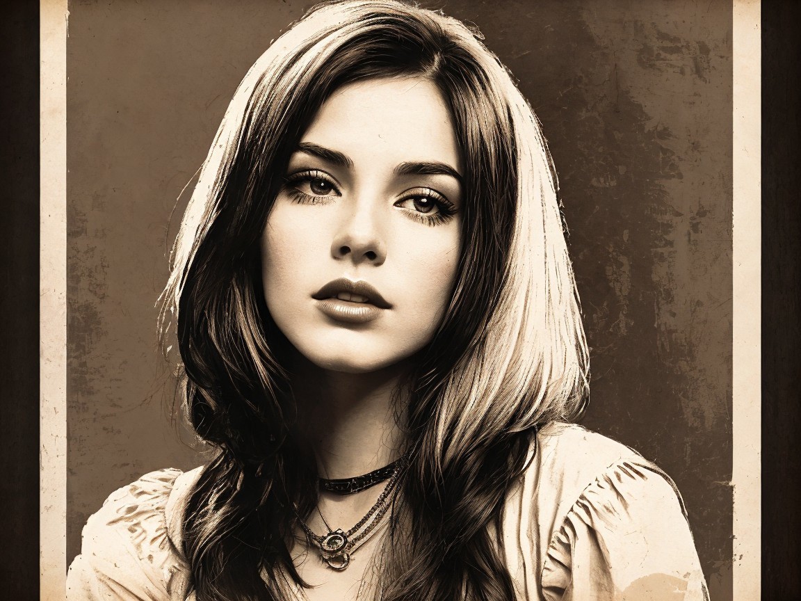 Portrait of a Young Woman with Vintage Aesthetic