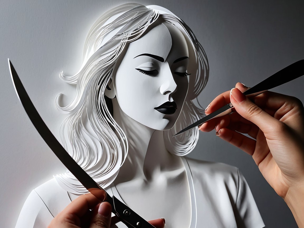 Intricate Paper Cut Art of a Woman's Face
