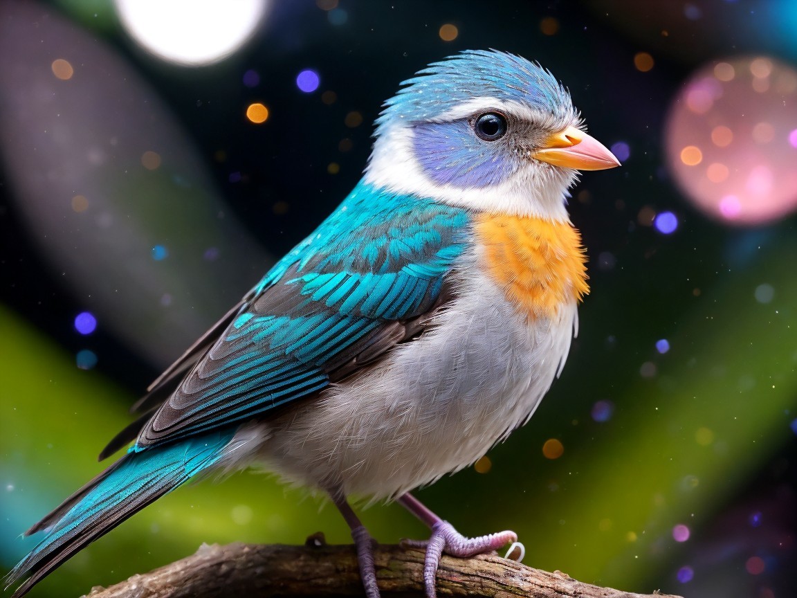 Vibrant Bird on Branch with Colorful Plumage