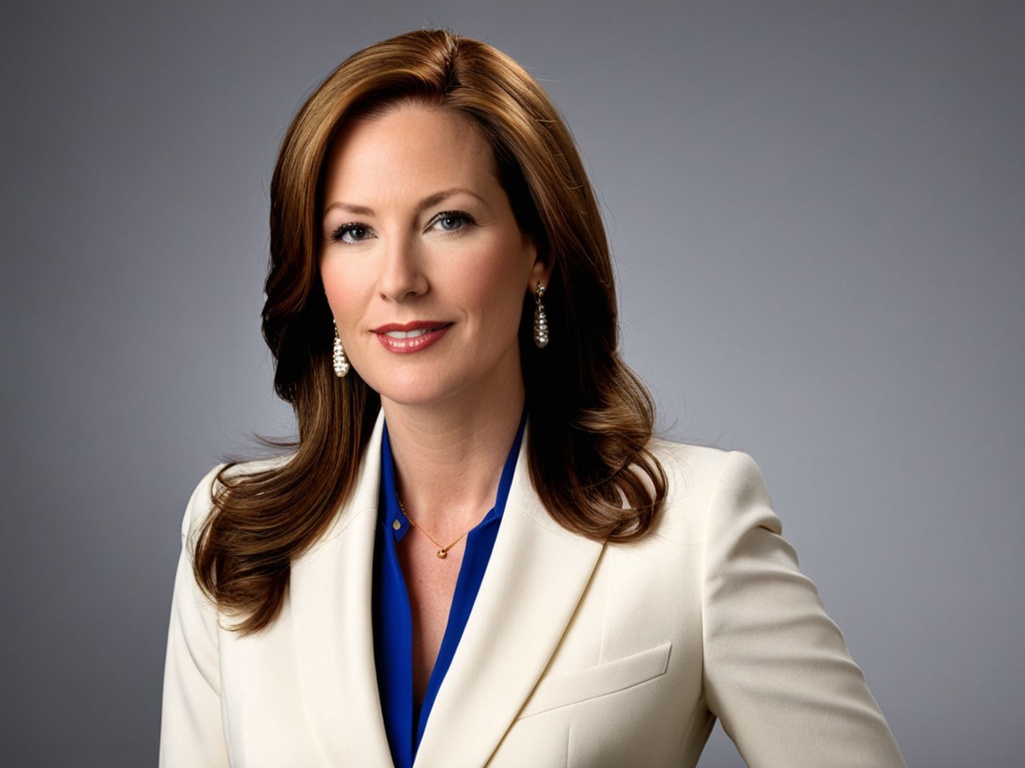 Professional Woman in Tailored White Blazer and Blue Top