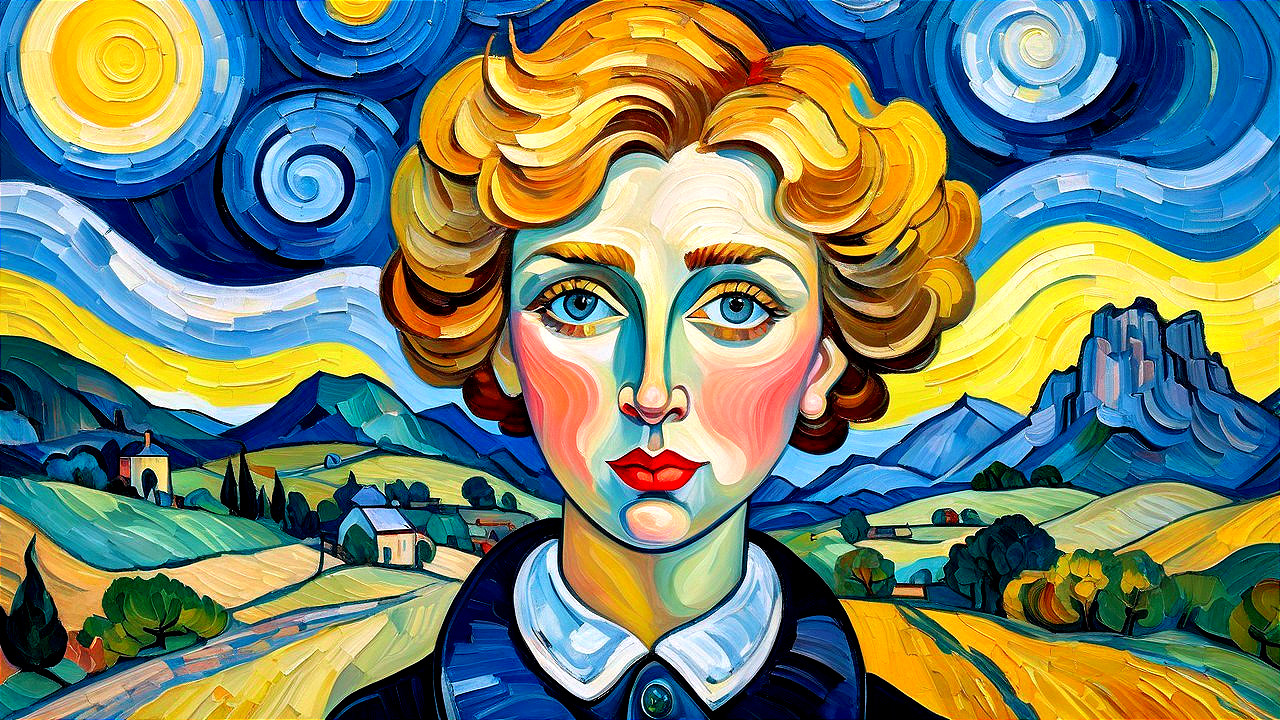 Vibrant Portrait of a Woman with Colorful Background