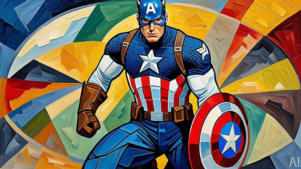 Colorful Superhero Illustration with Shield and Star
