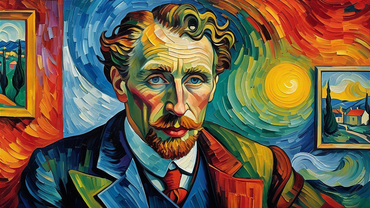 Vibrant Portrait of a Man with Colorful Background