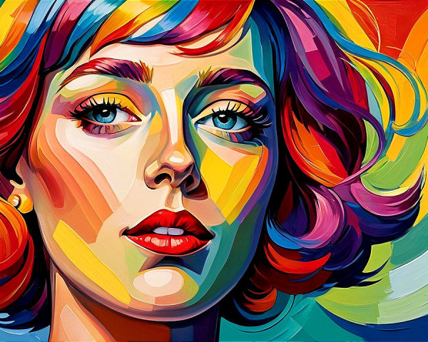 Colorful Portrait of a Confident Woman with Short Hair