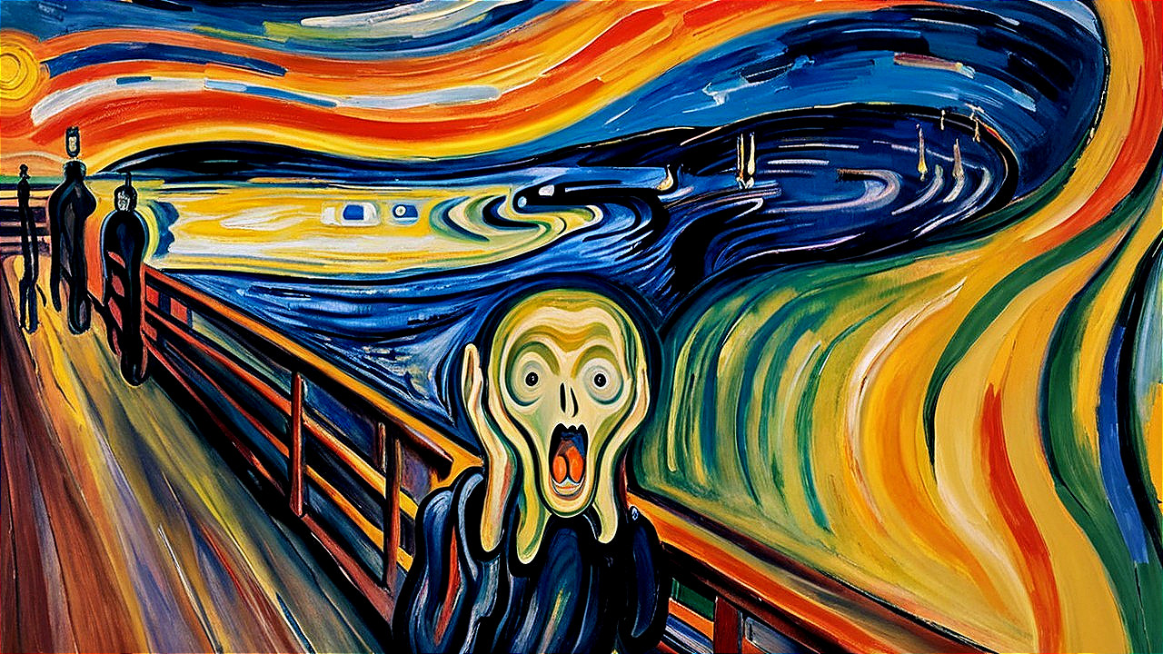 Expressionist Painting Depicting Existential Dread