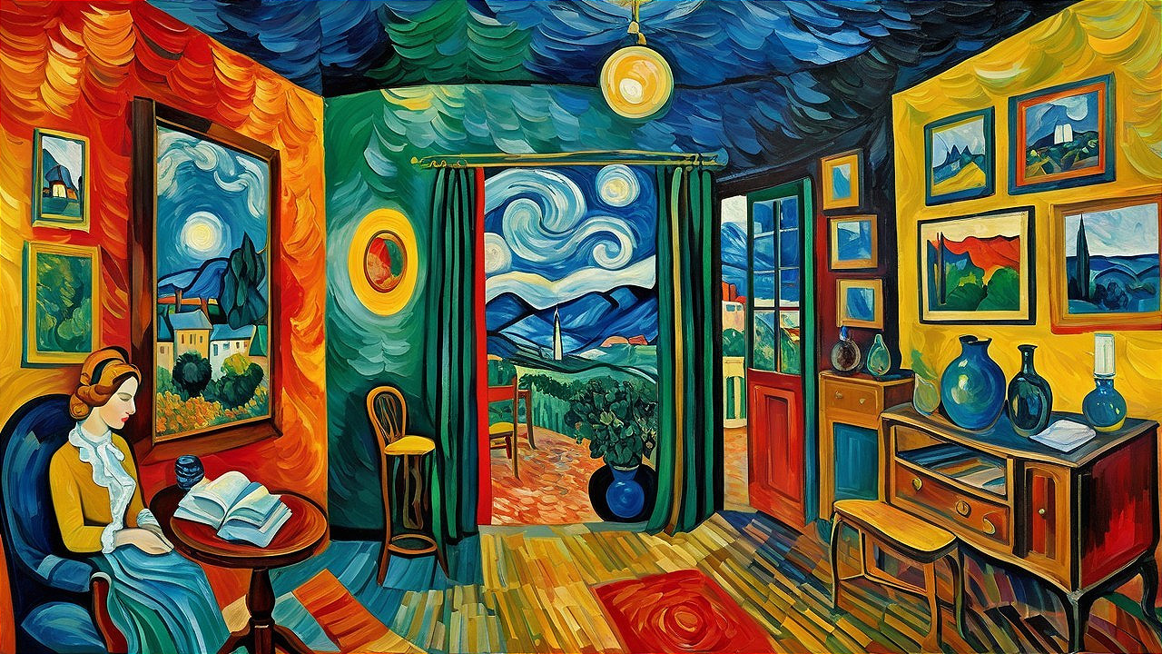 Vibrant Room with Colorful Decor and Tranquil Atmosphere