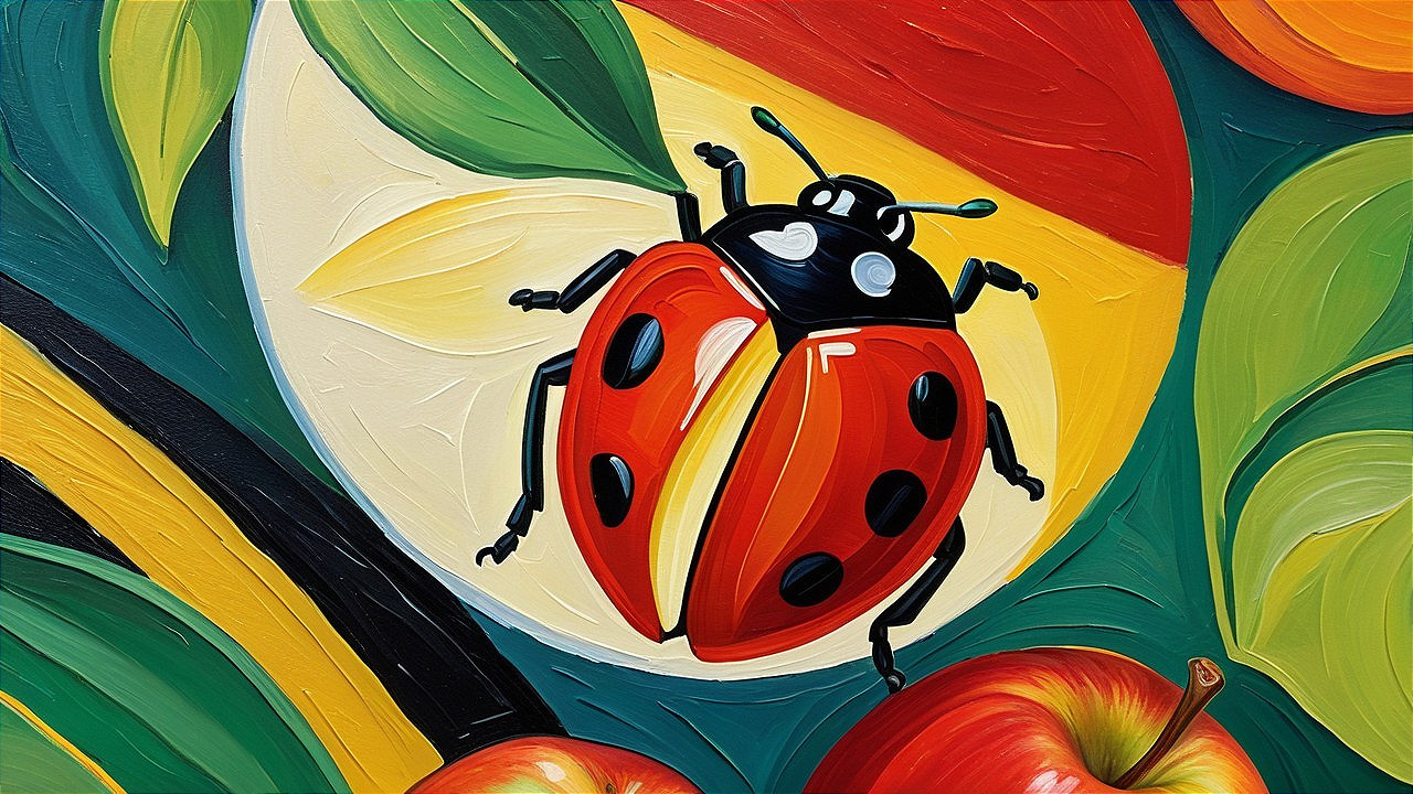 Vibrant Painting of a Ladybug on Colorful Background