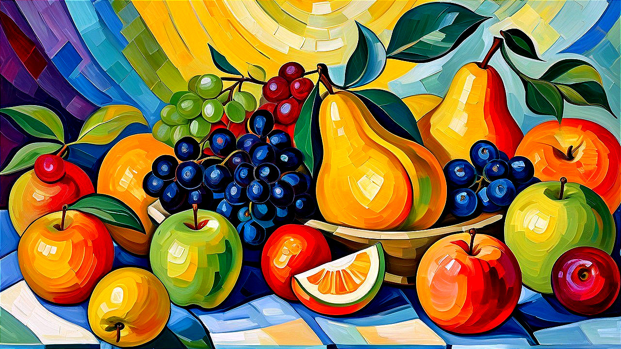 Vibrant Still Life of Colorful Fruits in a Bowl