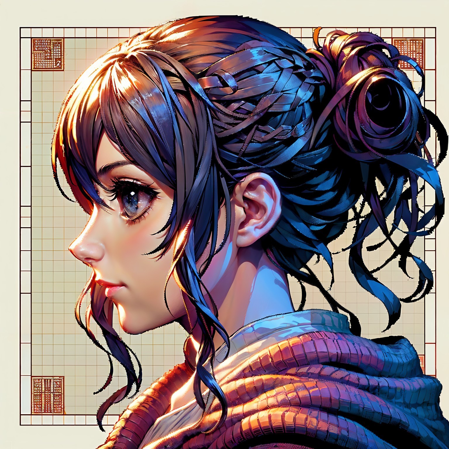 Close-Up Portrait of Young Woman with Braided Hair