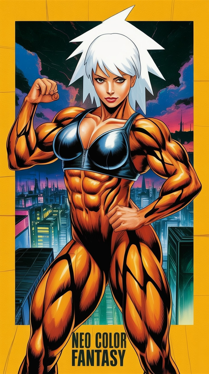 Stylized Female Character in Futuristic Cityscape