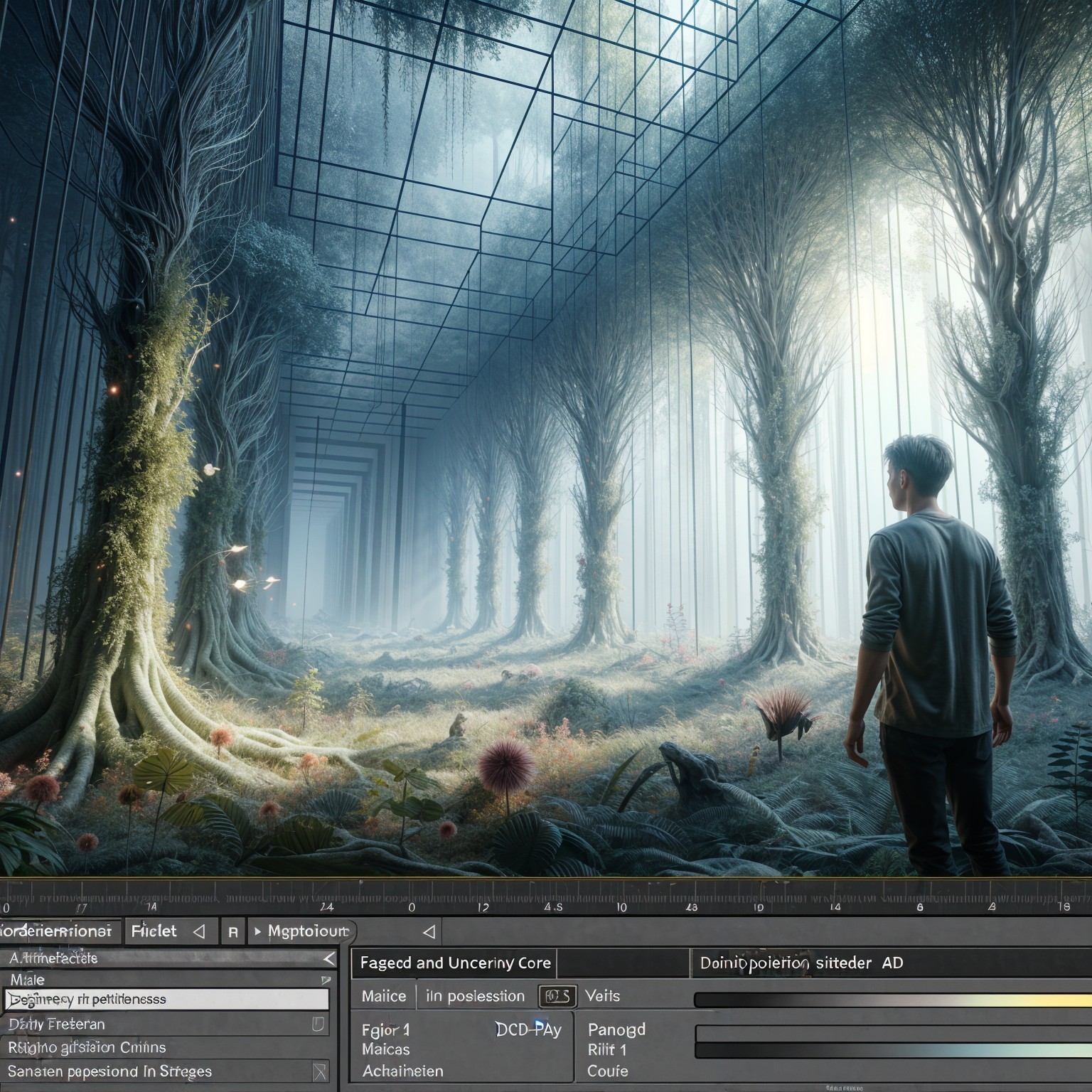 Lone Figure in a Misty, Ethereal Forest Landscape
