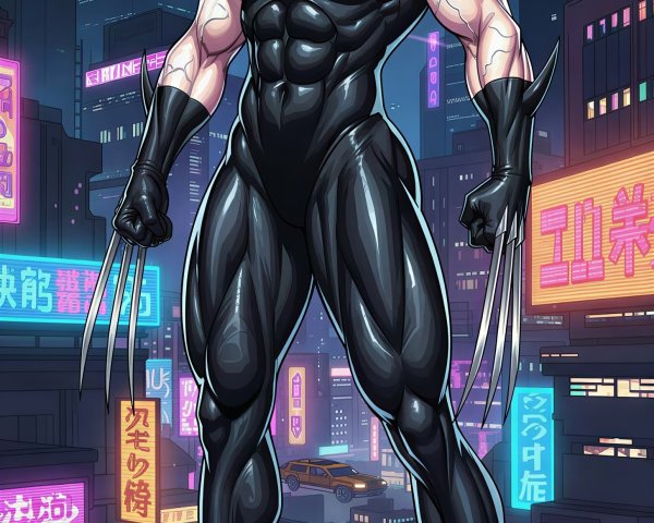 Anime-style digital painting of a muscular woman