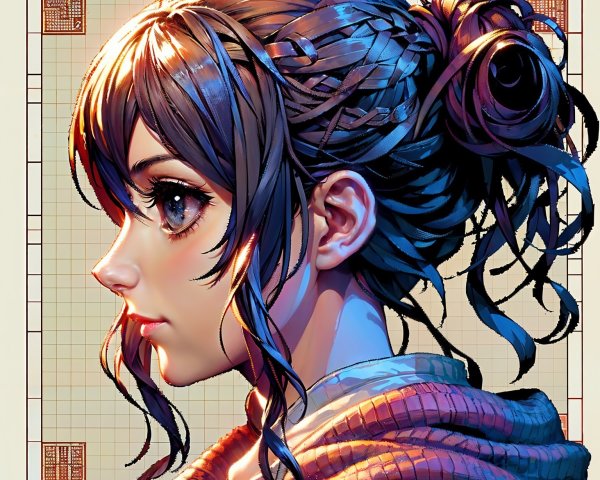 Close-Up Portrait of Young Woman with Braided Hair