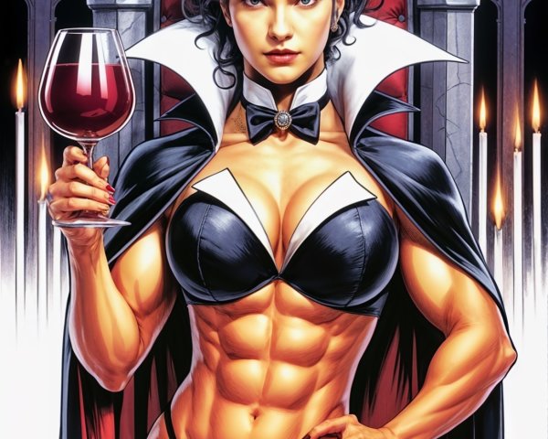 Confident Female Character in Gothic Setting