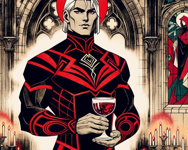 Gothic Illustration of a Figure in Dark Attire