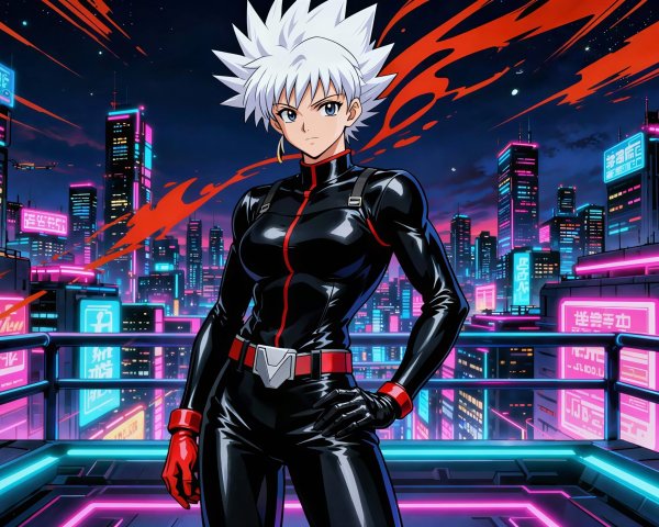 Anime-style character in futuristic city setting