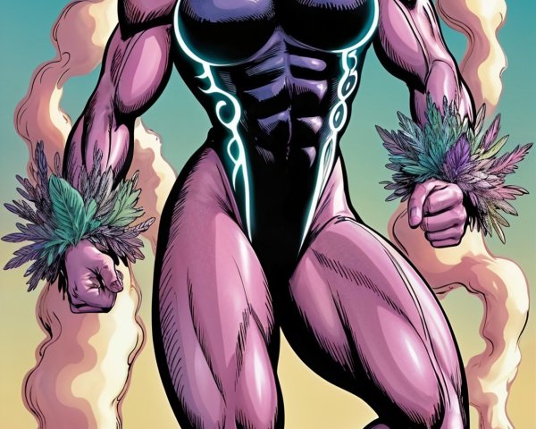 Female superhero in black costume on rocky surface