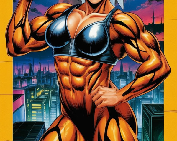 Stylized Female Character in Futuristic Cityscape