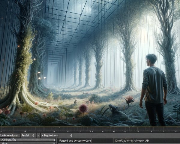 Lone Figure in a Misty, Ethereal Forest Landscape
